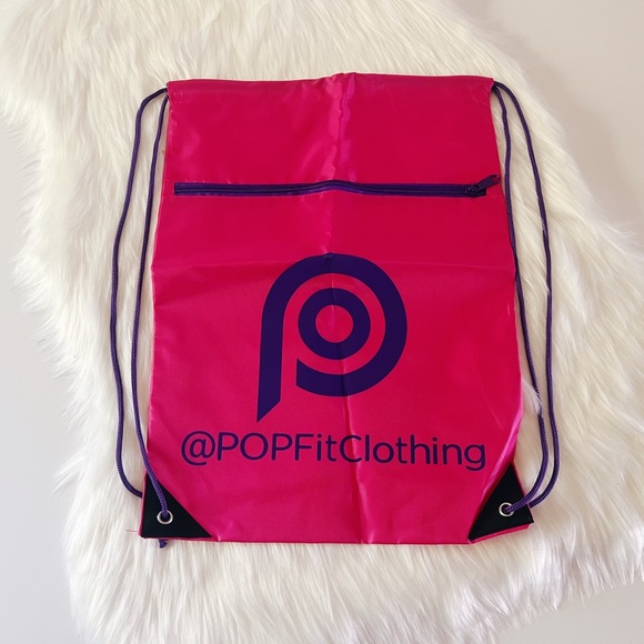 POP Fit Handbags - ✨HP✨ NWOT POP FIT Pink Purple Drawstring Zipper Gym Bag Tote